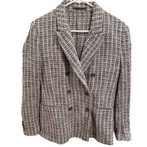 Eleventy Womens Blazer 8 Boucle Tweed Double Breasted Work Preppy Academia